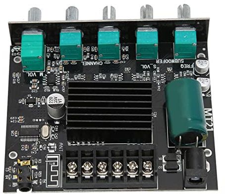 ZK-MT21 Hochleistungs-Verstärkerplatine, 2.1-Kanal-Stereo, 15–100 W 4–8 Ω-Lautsprecher, BT 5.0, Einstellbare Frequenzen, Bässe und Höhen, Zweikanal-Ausgang