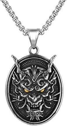 Collier Dragon pour Homme, Collier de crâne de dragon en acier inoxydable, Collier pendentif tête de dragon viking nordique, Collier d'amulette avec étiquette de dragon chinois, Bijoux Punk Dragon