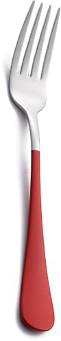 Onlycooker Red Dinner Fork, 18/0 Red handle Stainless Steel Satin Finish 8.1-inch Silverware Flatware Fork Set, Set of 12, Dishwasher Safe