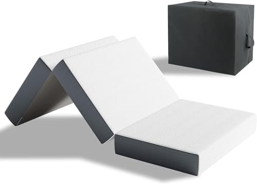 Vesgantti Materasso Singolo Pieghevole in Gel Memory Foam | Oeko-Tex, Copertina Morbida Sfoderabile, Materasso da Viaggio Campeggio o per Ospiti, con Borsa per il Trasporto