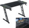 YRHome Gaming Tisch 140 x 60cm LED Gaming Schreibtisch Stabiler Computertisch PC Tisch Schwarz mit Getränkehalter & Kohlefaserbeschichtung 2 Öffnungen für Kabel Gamer Tisch Gaming Bürotisch-mit LED