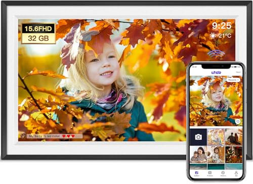 SBUSFGT - Extra großer digitaler Bilderrahmen, 39,6 cm (15,6 Zoll), WiFi 1920 x 1080 FHD, Touchscreen, 32 GB Speicherplatz, Wandmontage, Rahmen