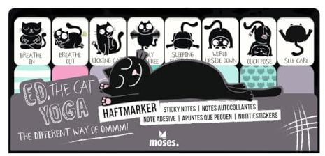 moses. Ed, the Cat Haftmarker, Sticky Notes mit 8 lustigen Katzen-Motiven, Selbstklebende Notizzettel für Home Office, Büro, Studium und Schule, Haftklebezettel zum Markieren im Kalender und Journal