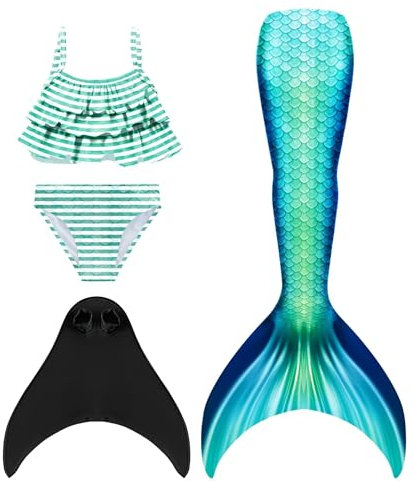 shepretty Meerjungfrauenschwanz zum Schwimmen für Kinder mit Meerjungfrau Flosse,XiaoM10-140