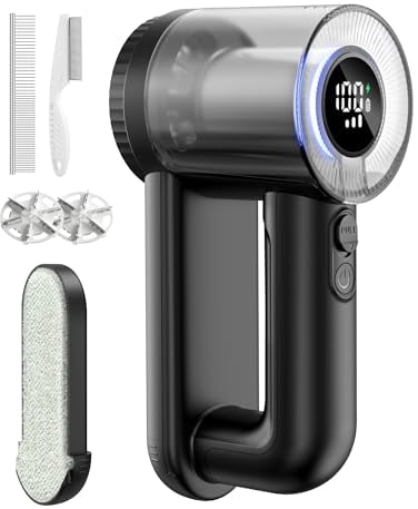ninesun Lint Remover Electric Fabric Shaver - 2 in 1 LED Display Portable Bobble Remover for Clothes and Carpet