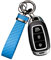 GTLM Schlüsselanhänger Auto Leder,Personalisierte Schlüsselanhänger aus Kohlefaser mit D-Ring,Auto Zubehör Schlüsselring (Blau)