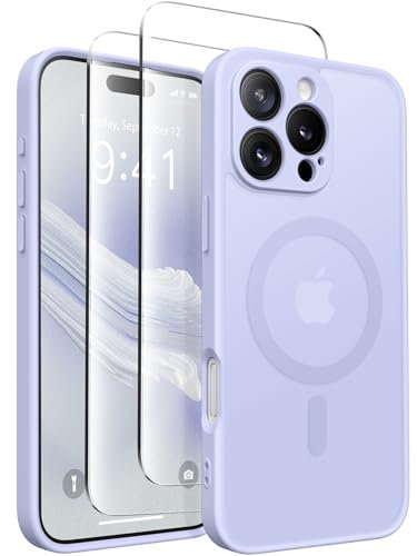 CAPRARO Magnetic Compatible with iPhone 16 Pro Max Case, Upgraded [Full Camera Protection] [Compatible with MagSafe] Protective Translucent Matte Women Phone Case Cover, Lilac