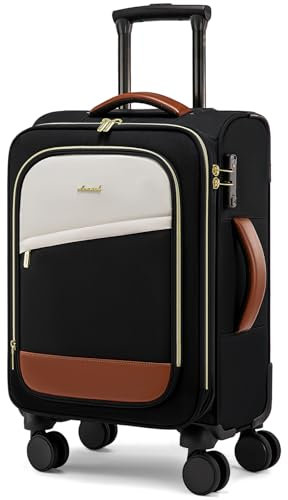 LOVEVOOK Handgepäck Koffer, 55cm Leicht Trolleys Carry On Reisekoffer mit 4 Rollen & TSA Schloss, Klein Suitcase Weichgepäck Cabin Luggage Kabinenkoffer mit Laptopfach, 45L