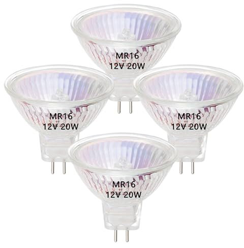 VINBE MR16 Halogen Light Bulbs, 20W 12V MR16 GU5.3 Halogen Spot Bulbs Lamp, Warm White,Pack of 4