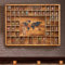 Tristcily Large World Map Shot Glass Display Case 60 Slots 34 X 26''Rustic Brown Wood Holder for 2 Different Size Shot Glass In Living Rooms Bars Wine Cellars,Can Also Used for Jewelry Stones&Shell