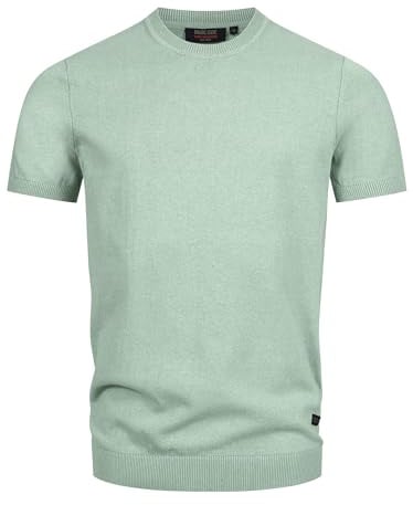 Indicode Herren INVasko T-Shirt Feinstrick mit Rippstricksaum | Herrenshirt Sommershirt Männer Slate Gray, XL