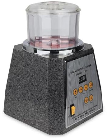 KOROBIE Polisseuse rotative à gobelet magnétique KT-130, Machine de Finition, Outils de Nettoyage de Bijoux AC avec Aiguilles de Polissage de 200g pour Le meulage et Le Polissage