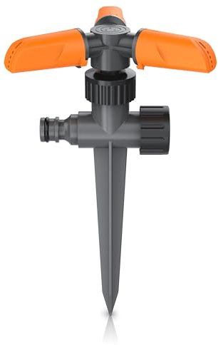 Brandson Aspersor Rotativo de Riego 360°, Sprinkler Garden, Aspersor oscilante de riego para Grandes áreas Circular y Sectorial para regar Plantas, céspedes y Jardines de hasta 10m 80 m², 4 Bar