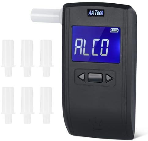 HooJtny Etilometro Portatile Certificato, Alcol Test con 6 Boccagli, Etilometro Portatile Sensore Semiconduttore
