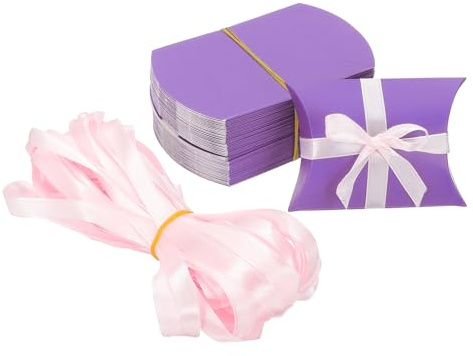 PATIKIL 50 Stk Kleine Geschenkboxen 3.5x2.5x1 Zoll Für Hochzeitsparty Lila | Kissenboxen Süßigkeiten Dankeschön Geschenk, Geschenk Stift Geburtstagsgeschenk Schmuck Grußkarte