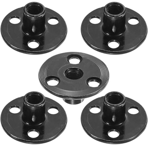 M METERXITY 5er-Pack M8x17mm T-Nutte Verzinkter Kohlenstoffstahl T-Nut 3-Loch Runde Basis Schweißmutter Durchgangsloch Möbelbeschläge Flansch Einsatz Innengewinde Schwarz