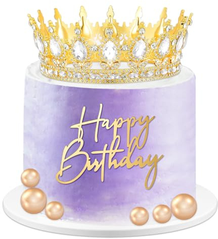 Tortendeko Krone Torten Deko Kugeln 8 Stück Happy Birthday Cake Topper Krone Tortendeko für Geburtstag, Jahrestag, Hochzeit