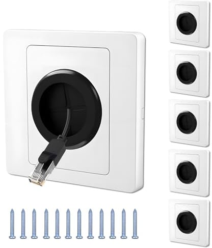 6Pcs Cable Entry Cover, 86x86mm Wall Cable Cover | Cable Brush Plates for Wiring Sockets and in Wall Cable Management