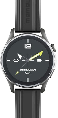MOMO Design Smartwatch Zero 1.43 - AMOLED-Display - Uhrengehäuse aus Aluminium - Bluetooth-Anrufen und Gesundheits-Tracking - Staub-und spritzwassergeschützt - Schwarz