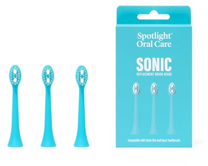 Spotlight Oral Care Sonic Toothbrush Replacement Heads - 3 Pack, Made by Dentists, Micro-Action Bristles Target Plaque, 9-Month Supply, Fits Spotlight Sonic Toothbrush Only, Blue