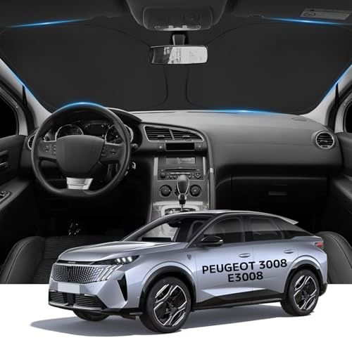 WEIPIN Protector Solar para Parabrisas Compatible con Peugeot 3008 E3008 2024 2025 2026, sombrilla para Parabrisas Accesorios para Parabrisas E3008 con protección UV, refrigeración