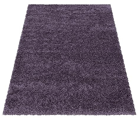KADIMA DESIGN Shaggy Teppich Unifarben Elegant Kuschelig Weich Waschbar Strapazierfähig Langlebig 30mm Flor VIOLETT 100x200 cm Wohnzimmer Esszimmer Fußbodenheizung geeignet | Spree