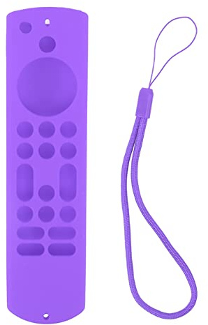 Adfaga Schutzhülle aus Silikon für Fernbedienung, stoßfest, weich, hautfreundlich, präzise Tastenaussparungen für Fire TV Omni Series 4K UHD Smart TV 2021 Edition mit Trageband (Lila Set)