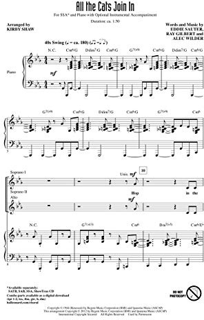Hal Leonard All the Cats Join In SSA Arranged by Kirby Shaw