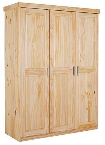 Inter Link - Kleiderschrank - Drehtürenschrank - Wäscheschrank - Garderobenschrank - Schlafzimmerschrank - 2 Türen - Kiefer massiv - Pelle - Natur lackiert