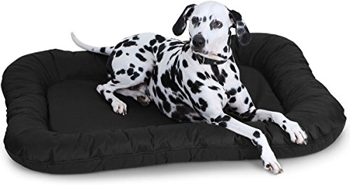 Knuffelwuff Wasserfestes In und Outdoor Hundebett Lucky aus Nylongewebe XL 90 x 75cm Schwarz - abnehmbarer Bezug - waschbar - für große, mittelgroße und kleine Hunde