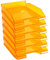 Exacompta - Réf. 113246D - Lot de 6 corbeilles à courrier COMBO MIDI - dimensions utiles 34 x 25 x 6,5 cm - pour documents au format A4 + - couleur orange transparent glossy