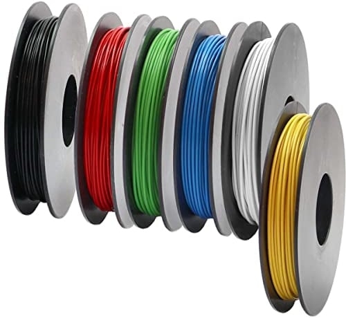 Xenterio LiYv Schaltlitzen-Sortiment, 0,25mm², Kupfer verzinnt, hochflexibel, 900V, 6x 25m Spulen (rot, schwarz, grün, blau, gelb, weiß)