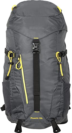Mountain Warehouse Phoenix Extreme Rucksack - 35 Liter - Rucksack mit Brustgurt, Regenabdeckung, Reisetasche mit Wasserbeutel - Für Outdoor, Wandern, Fitness, Herbst Grau Einheitsgröße