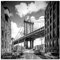 ARTland Wanddeko Glasbilder Wandbild Glas Bild einteilig 50x50 cm Quadratisch New York Brooklyn Skyline Architektur Brücke Manhattan Bridge Monochrom USA Amerika S8SD