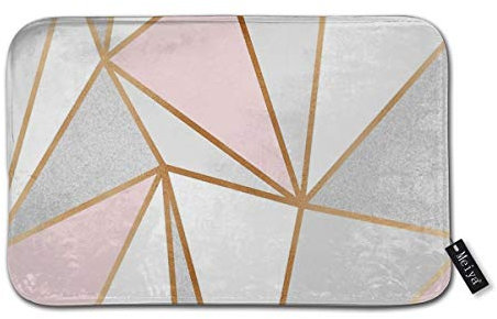 Sotyi-ltd Pink,Grey & Gold Geo Door Mats Bath Rugs 23.6(L) x 15.7(W)