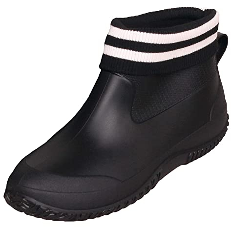 SMajong Stivali in Gomma Uomo Donna Impermeabili Scarpe da Giardinaggio Antiscivolo Scarpe da Pioggia Scarpe Gomma Stivali Caviglia Caldi Tutto Nero Cotone Taglia 34 EU