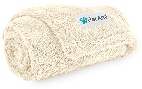 PetAmi Morbida coperta impermeabile in pile, per cani di piccola taglia e gatti, crema, 61 x 81 cm