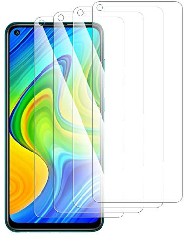 Karylax - Protector de pantalla de cristal suave, dureza 9H, antiarañazos, protector para smartphone Infinix HOT 10 (Pack x4)