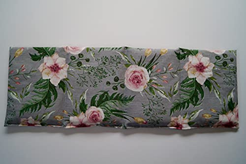Körnerkissen Weizen 4-Kammern 50cmx17cm Blumen grau