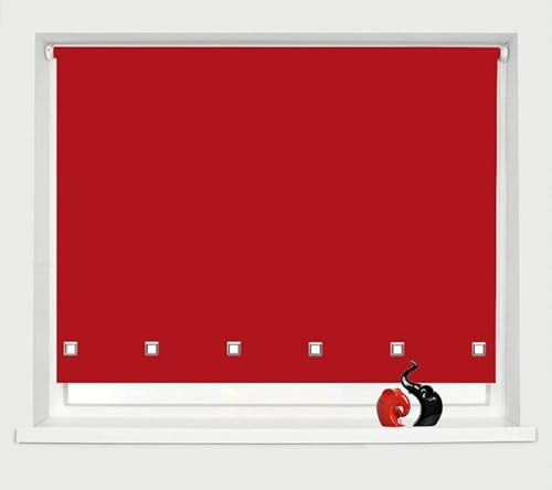 Funky Gadgets Roller Blinds Square Eyelet Light Filtering Roller Blind Daylight Trimmable Blinds Child Safe Easy Fit Metal Tube Home Office Window Blinds- Red, W60 x L165cm