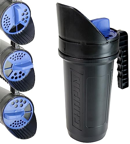 Chapin 8740A: Esparcidor de Mano de Polietileno Negro de 64 onzas para césped, Fertilizantes, Semillas de césped, Sal y Arena, Uso Durante Todo el año, Mango de Agarre Grande con 3 Aberturas para