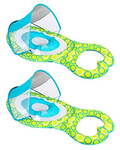 Swimways Mommy and Me Lot de 2 flotteurs de piscine pour bébé de 9 à 24 mois avec auvent, lit en maille et anneau flottant amovible pour parents