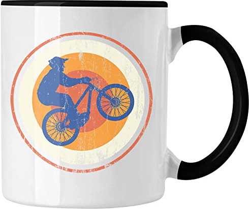 Trendation - Moutainbike Geschenk Tasse Mountainbiker Geschenkidee Kinder Kaffeetasse Männer Accessories Grafik MTB ler (Schwarz)