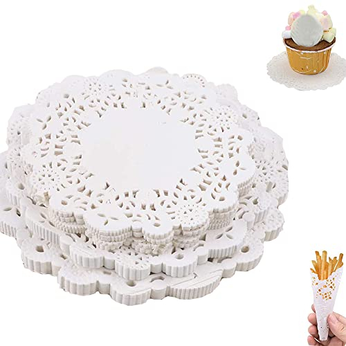 FDDD 300 Stücke Kuchen Verpackung Pads, Tortenspitze Papier, Papier Spitzendeckchen, Runde Papierdeckchen für Geschirr Dekoration Hochzeit Tischdekoration Kuchen Verpackung (3 Größen)