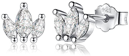 MASOP Blatt Zweig Ohrstecker Silber 925 Zirkonia Kleine Ohrringe Geschenke für Damen Frauen Mädchen Freundin