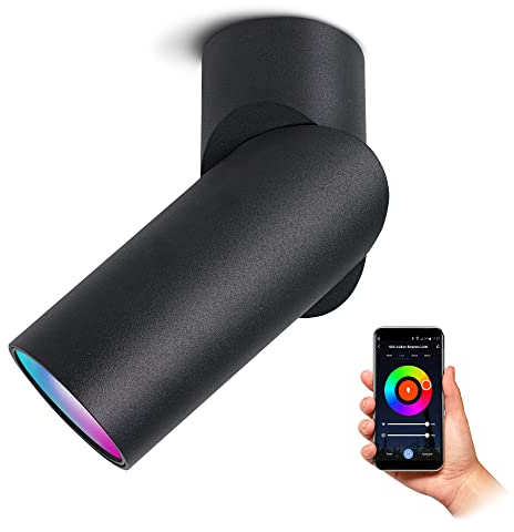 SSC-LUXon TOBI-L Aufbauleuchte schwenkbar inkl. GU10 RGB CCT LED 230V - Smart Spot Strahler Wifi kompatibel mit Alexa, Siri & Google