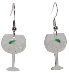Gin/vodka glass earrings. Lime.