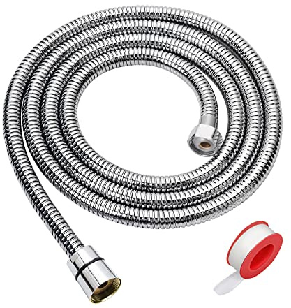 Blissland Shower Hose Extra Long 90 Inches Brushed Chrome Handheld Shower Head Hose with Brass Insert and Nut - Lightweight and Flexible