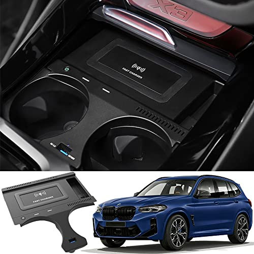 Singkin Kabelloses Ladegerät Auto für BMW X3 X3M 2022-2018 für BMW X4 X4M 2022-2019, 15W Wireless Schnellladendes Handy-Ladegerät für BMW G01/G02 Center Console-Zubehörfeld Geschenk für BMW-Besitzer
