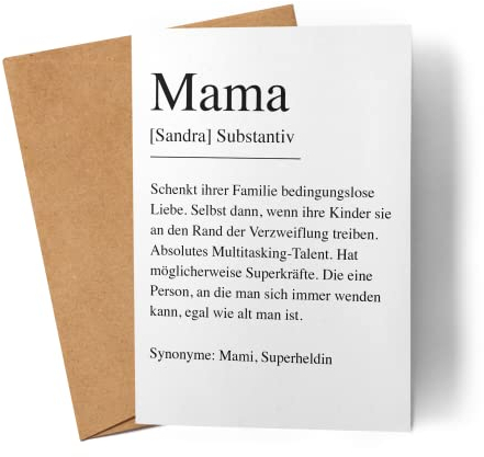 Kiddle-Design Mama Karte Personalisiert Mutter Definition Geschenke für Mama Muttertagsgeschenk Muttertag Geburtstag Geburtstagskarte Grußkarte